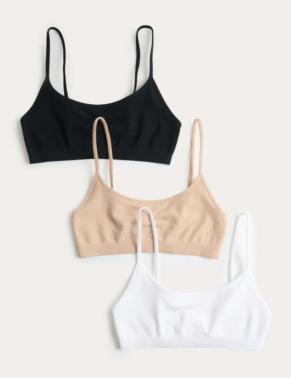 3 Pack Seamless Non Wired Micro Crop Tops