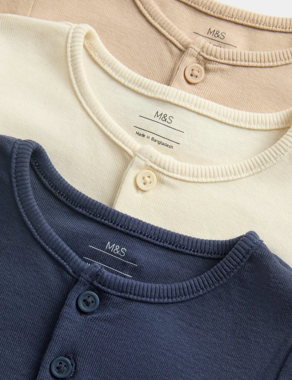 3 Pack Short Sleeve Henley Tops (0-5 Yrs)