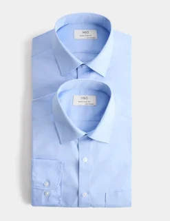 2 Pack Skinny Fit Easy Iron Cotton Blend Shirts