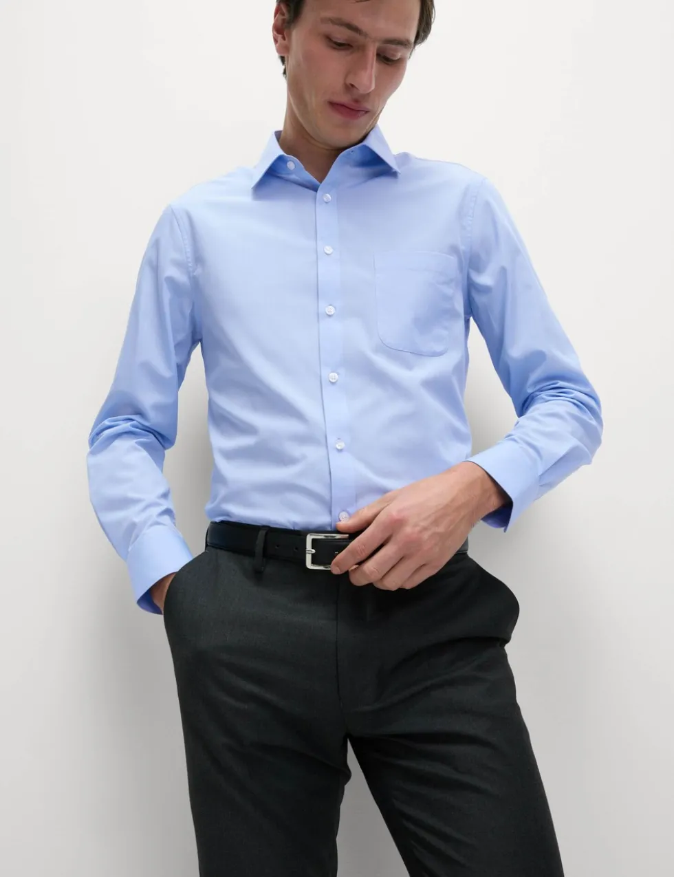 2 Pack Skinny Fit Easy Iron Cotton Blend Shirts