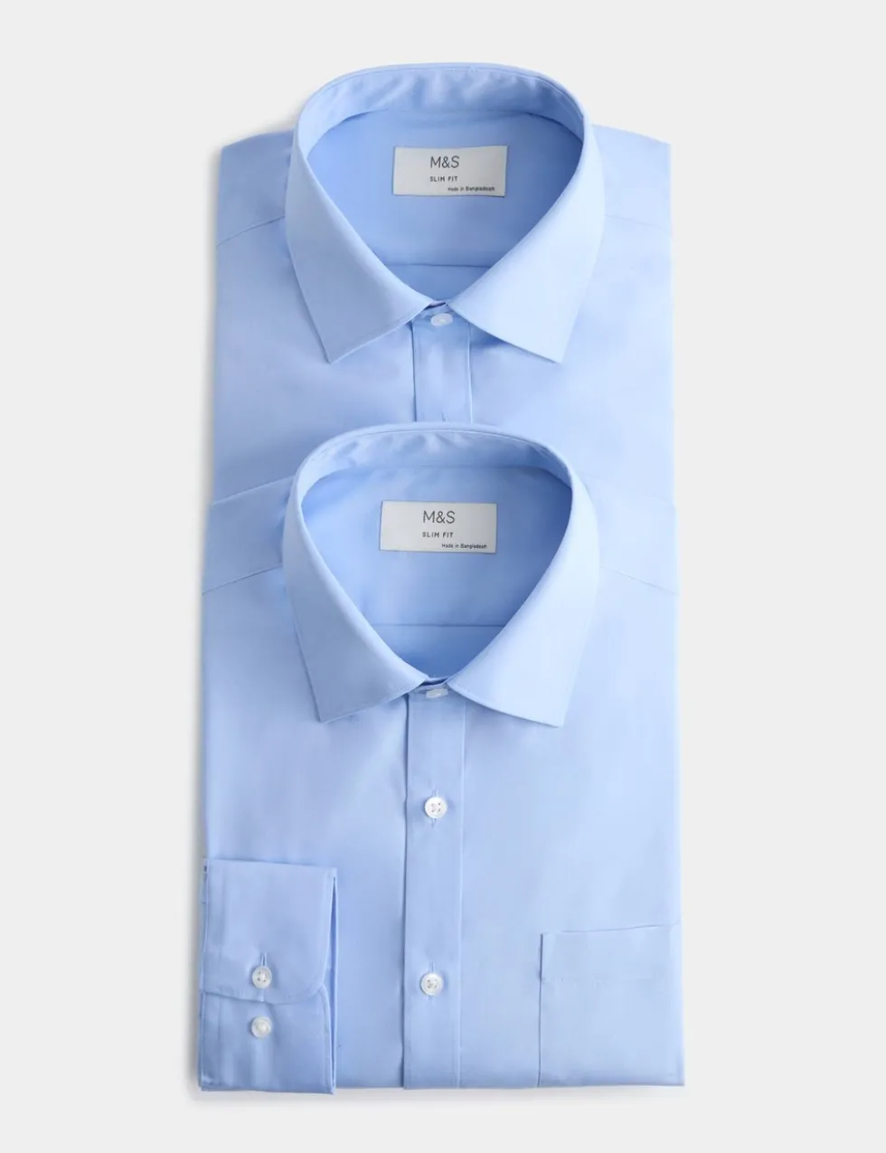 2 Pack Slim Fit Easy Iron Cotton Blend Shirts