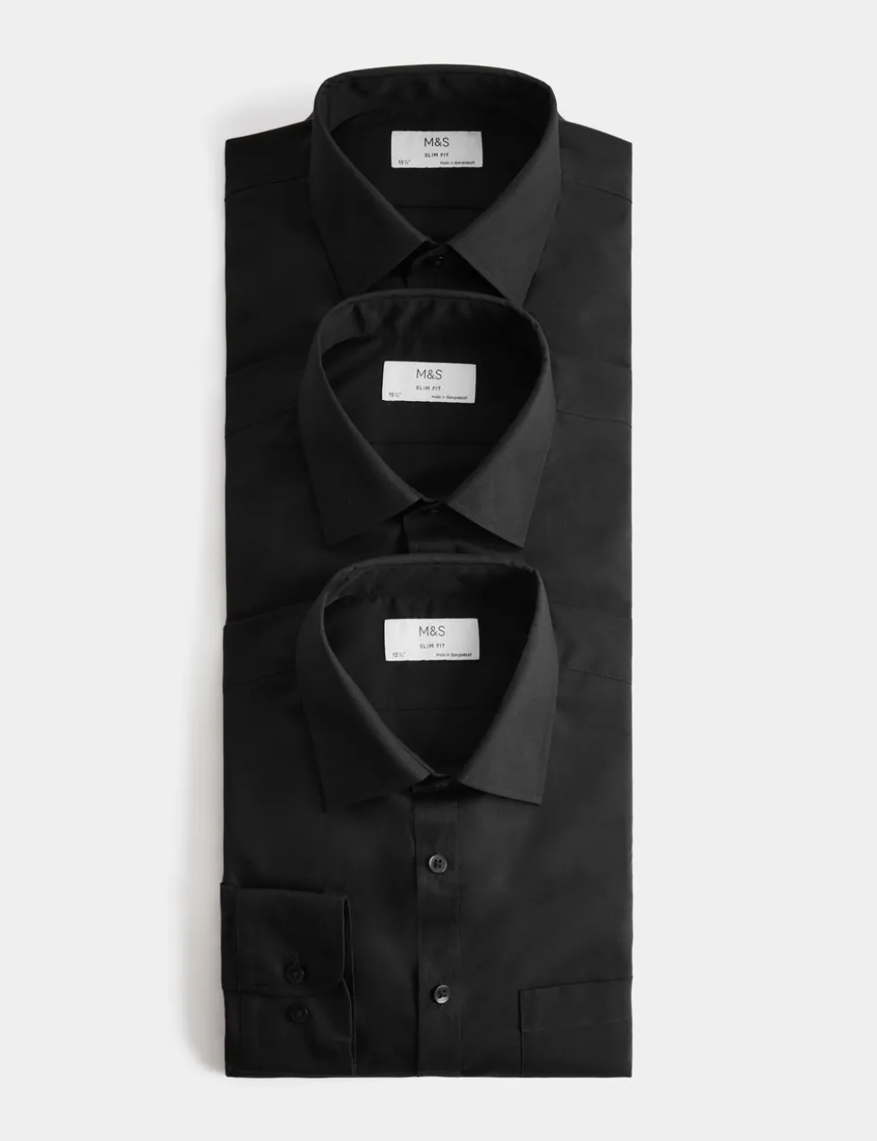 3 Pack Slim Fit Easy Iron Long Sleeve Shirts