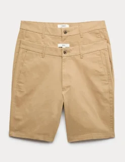 2 Pack Slim Fit Stretch Chino Shorts