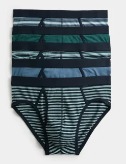5 Pack Striped Cotton Rich Briefs