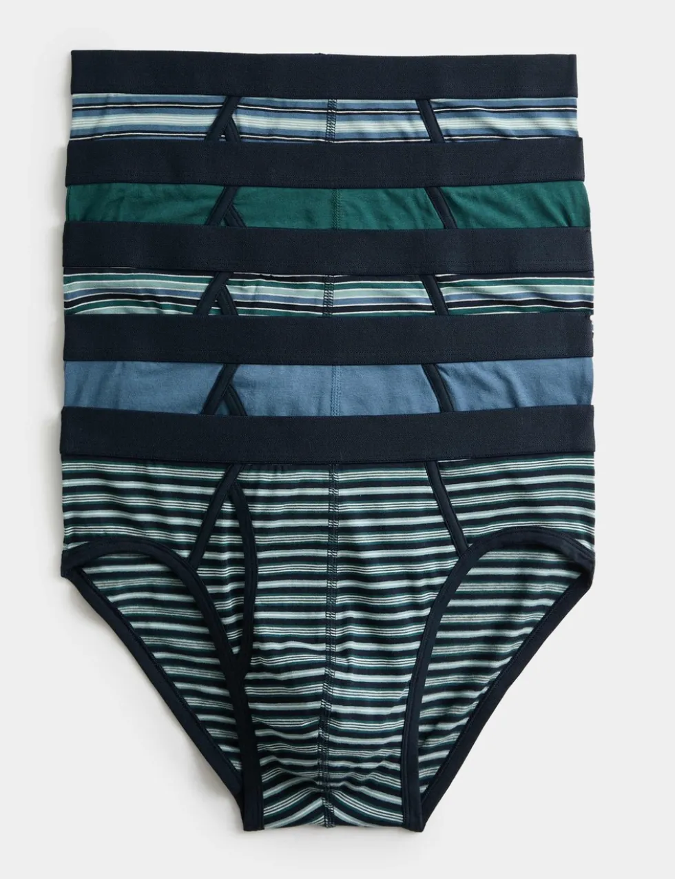 5 Pack Striped Cotton Rich Briefs