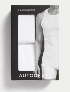 2 Pack Supima® Cotton Drop Needle Sleeveless Vest Box