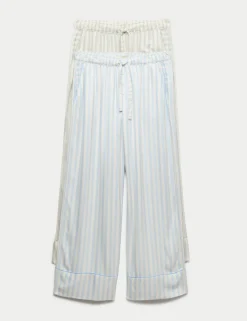 2 Pack Twill Wide Leg Pyjama Bottoms