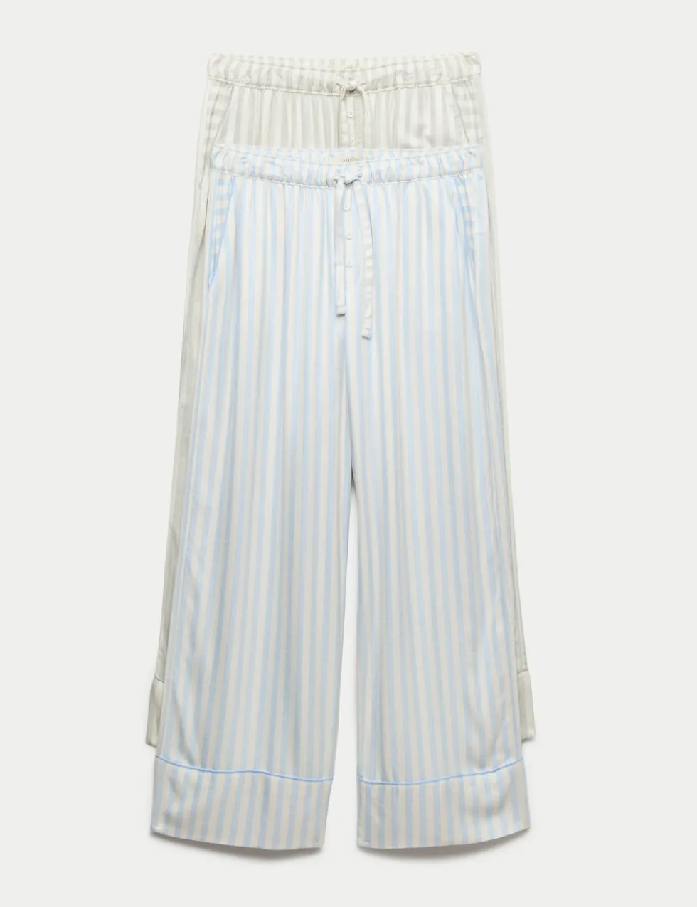 2 Pack Twill Wide Leg Pyjama Bottoms
