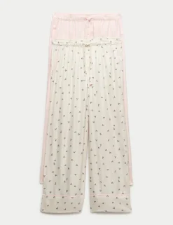 2 Pack Twill Wide Leg Pyjama Bottoms