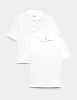 2 Pack Unisex Easy Dressing School Polo Shirts (3-18 Yrs)
