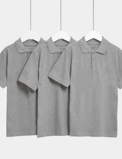 3 Pack Unisex Pure Cotton School Polo Shirts (2-16 Yrs)