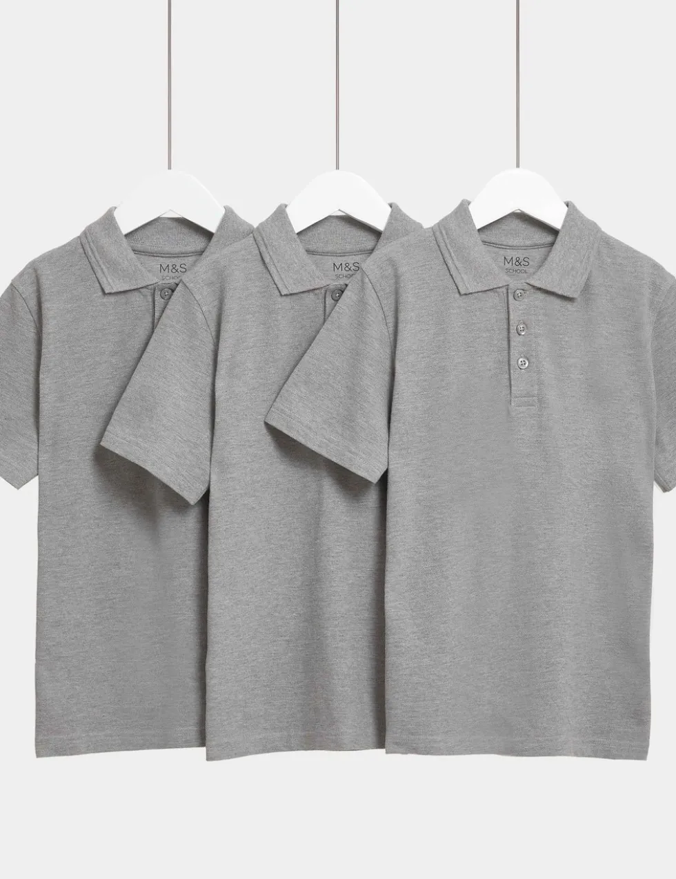 3 Pack Unisex Pure Cotton School Polo Shirts (2-16 Yrs)