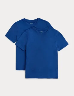 2 Pack Unisex Pure Cotton School T-Shirts (2-16 Yrs)
