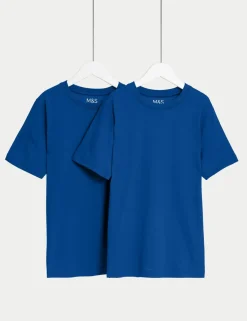2 Pack Unisex Pure Cotton School T-Shirts (2-16 Yrs)