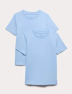 2 Pack Unisex Pure Cotton School T-Shirts (2-16 Yrs)