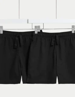 2 Pack Unisex Pure Cotton School Shorts (2-16 Yrs)