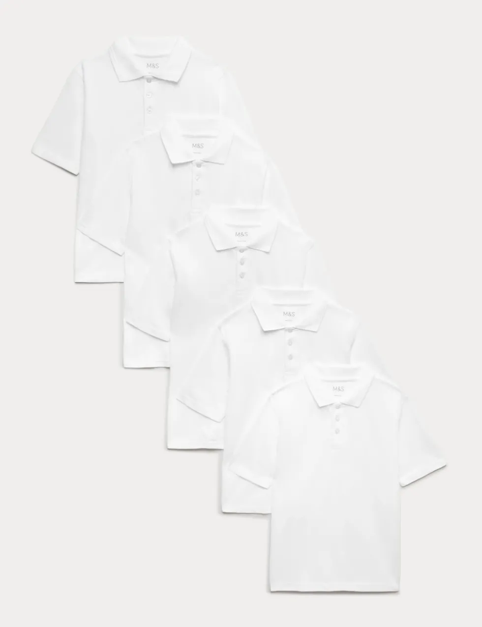 5 Pack Unisex Pure Cotton School Polo Shirts (2-18 Yrs)