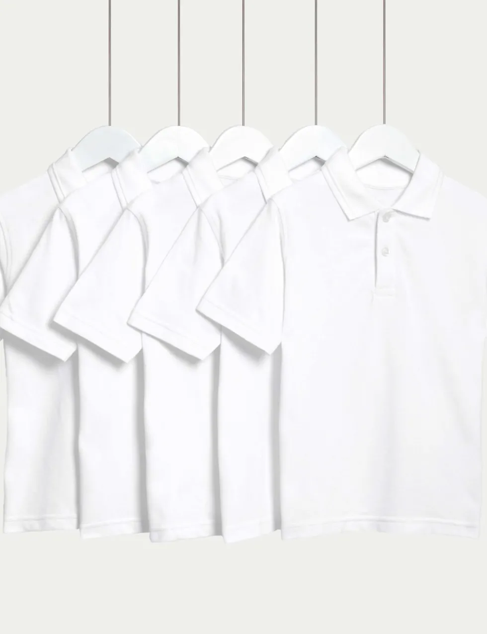 5 Pack Unisex Pure Cotton School Polo Shirts (2-18 Yrs)