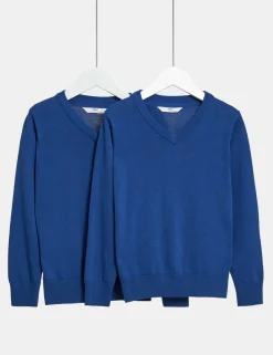 2 Pack Unisex Pure Cotton School Jumper (3-18 Yrs)