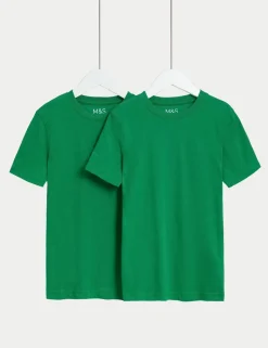 2 Pack Unisex Pure Cotton School T-Shirts (2-16 Yrs)