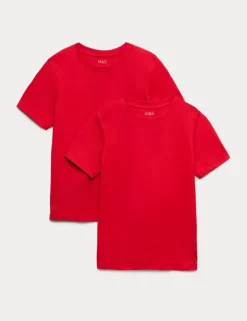 2 Pack Unisex Pure Cotton School T-Shirts (2-16 Yrs)
