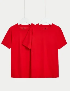 2 Pack Unisex Pure Cotton School T-Shirts (2-16 Yrs)