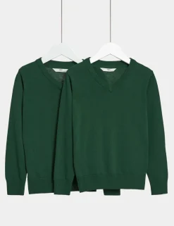 2 Pack Unisex Pure Cotton School Jumper (3-18 Yrs)