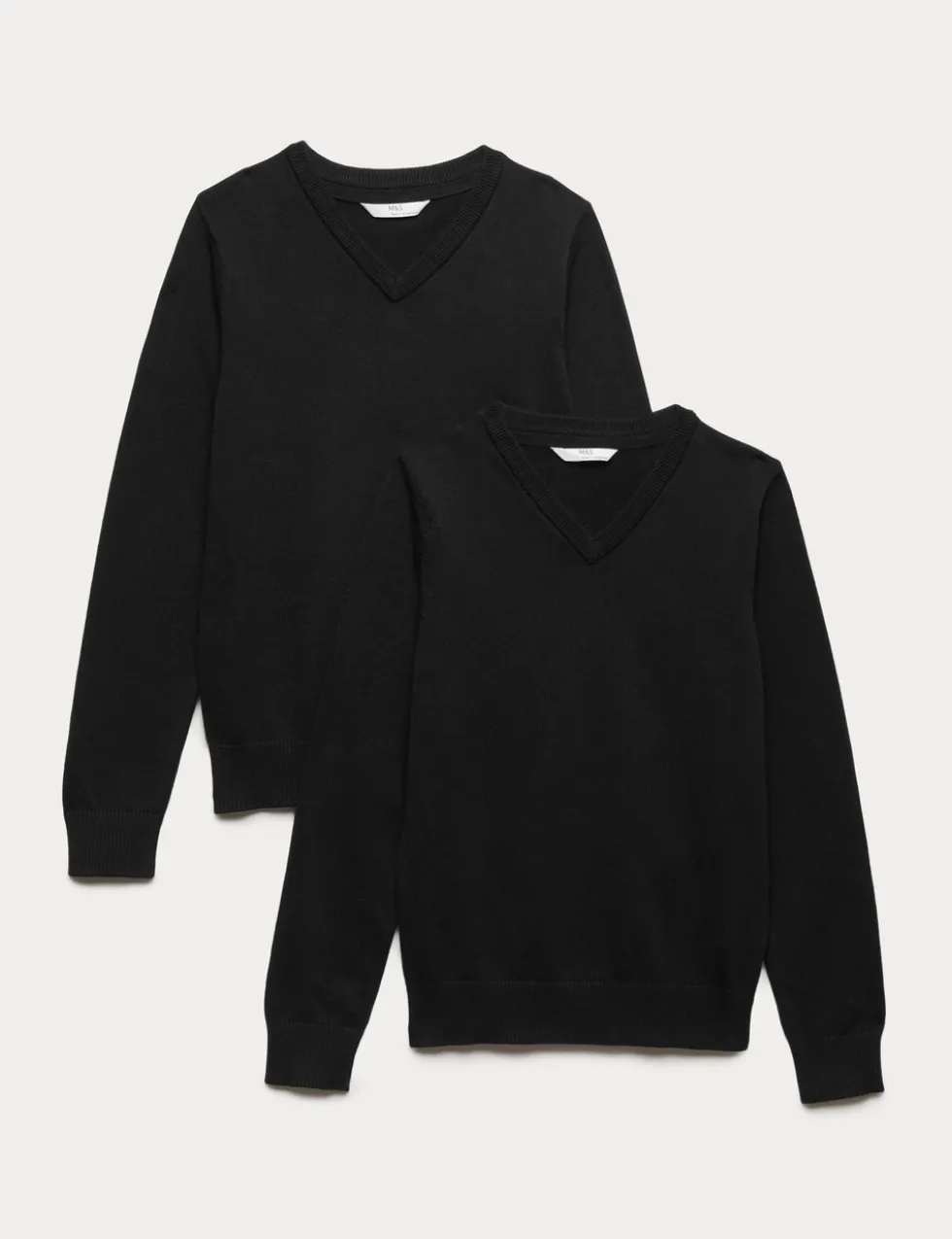 2 Pack Unisex Slim Fit Cotton School Jumpers (3-18 Yrs)