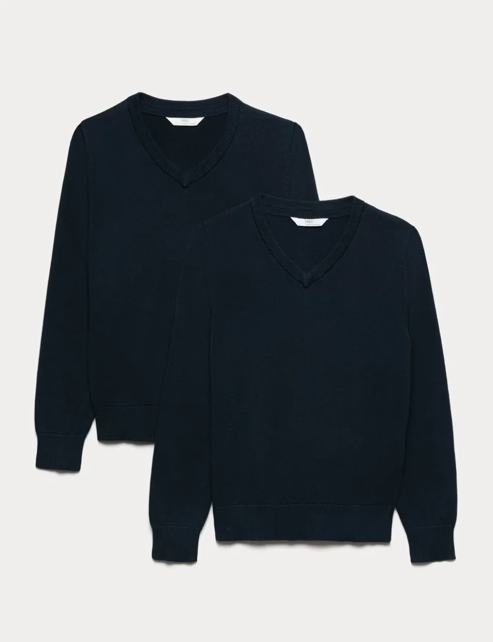 2 Pack Unisex Slim Fit Cotton School Jumpers (3-18 Yrs)
