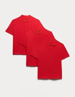 3 Pack Unisex Stain Resist School Polo Shirts (2-18 Yrs)