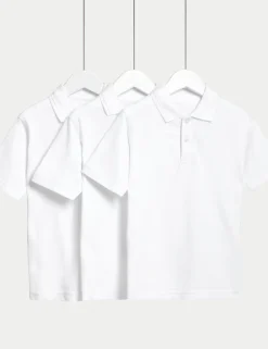 3 Pack Unisex Stain Resist School Polo Shirts (2-18 Yrs)