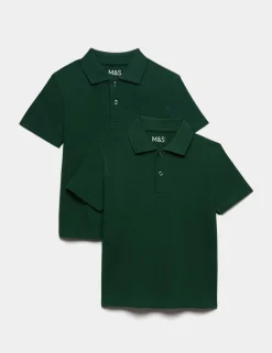2 Pack Unisex Stain Resist School Polo Shirts (2-18 Yrs)