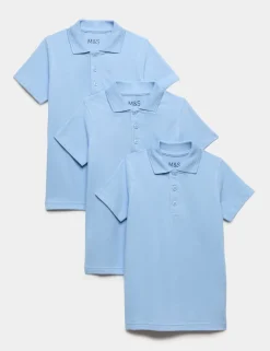 3 Pack Unisex Stain Resist Slim Fit School Polo Shirts (2-18 Yrs)