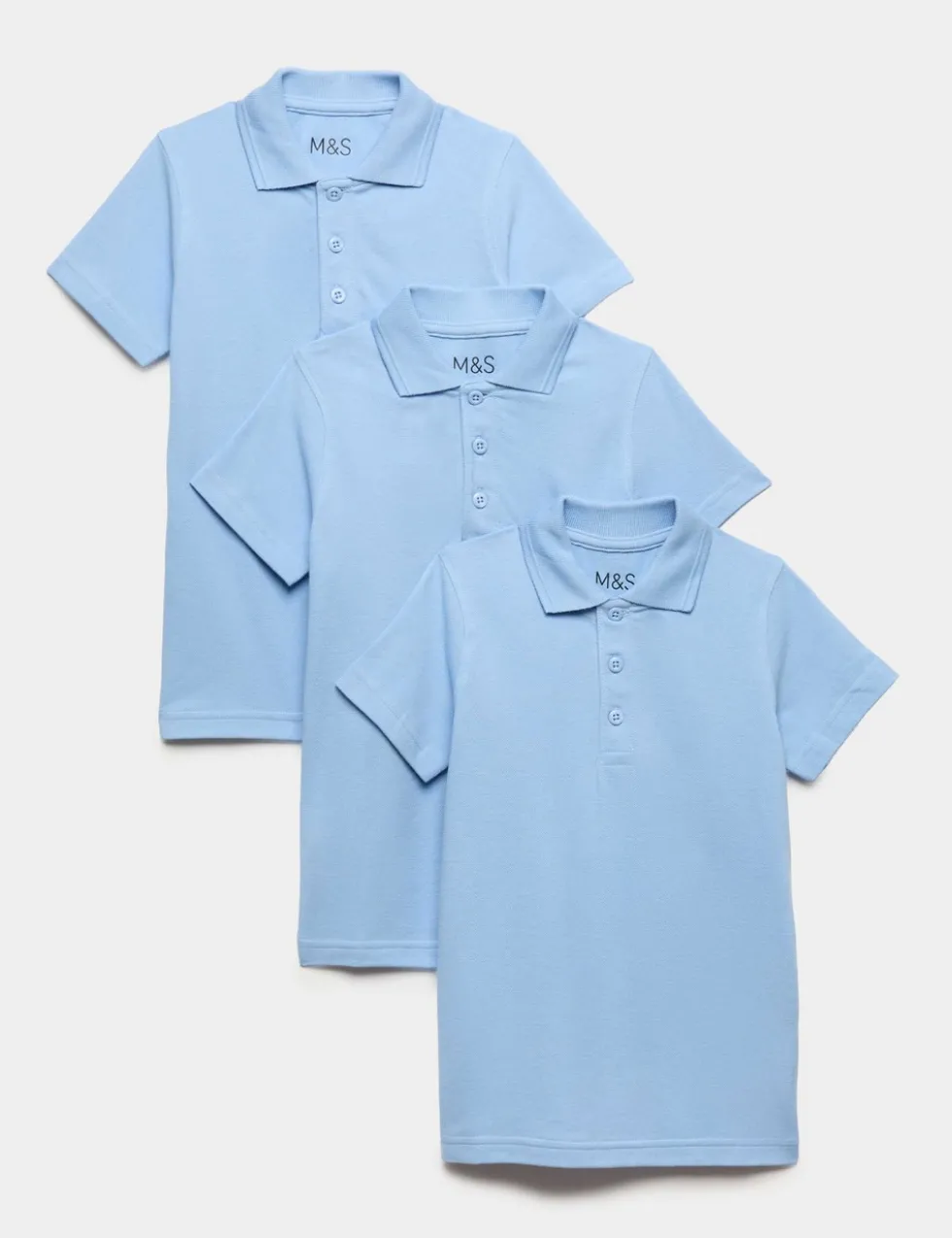 3 Pack Unisex Stain Resist Slim Fit School Polo Shirts (2-18 Yrs)