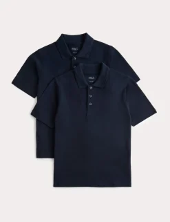 2 Pack Unisex Stain Resist School Polo Shirts (2-18 Yrs)