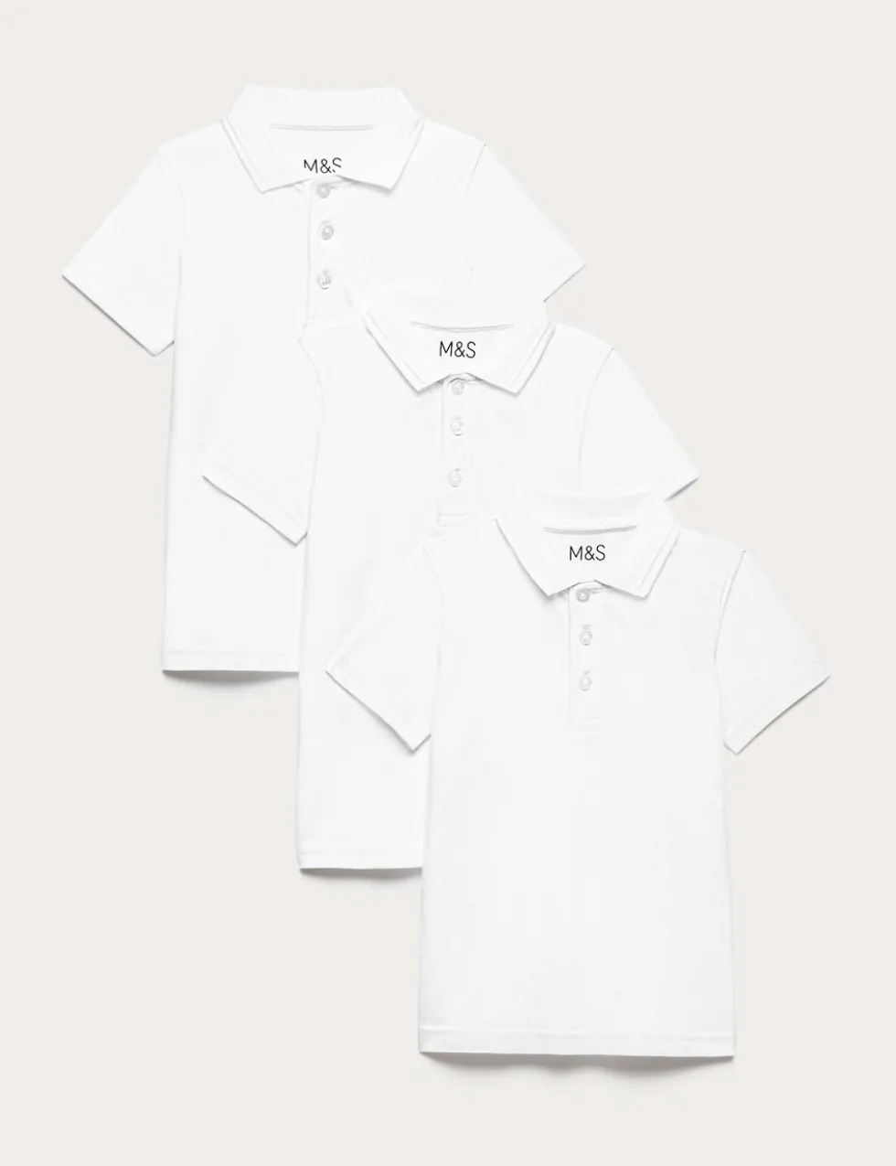3 Pack Unisex Stain Resist Slim Fit School Polo Shirts (2-18 Yrs)