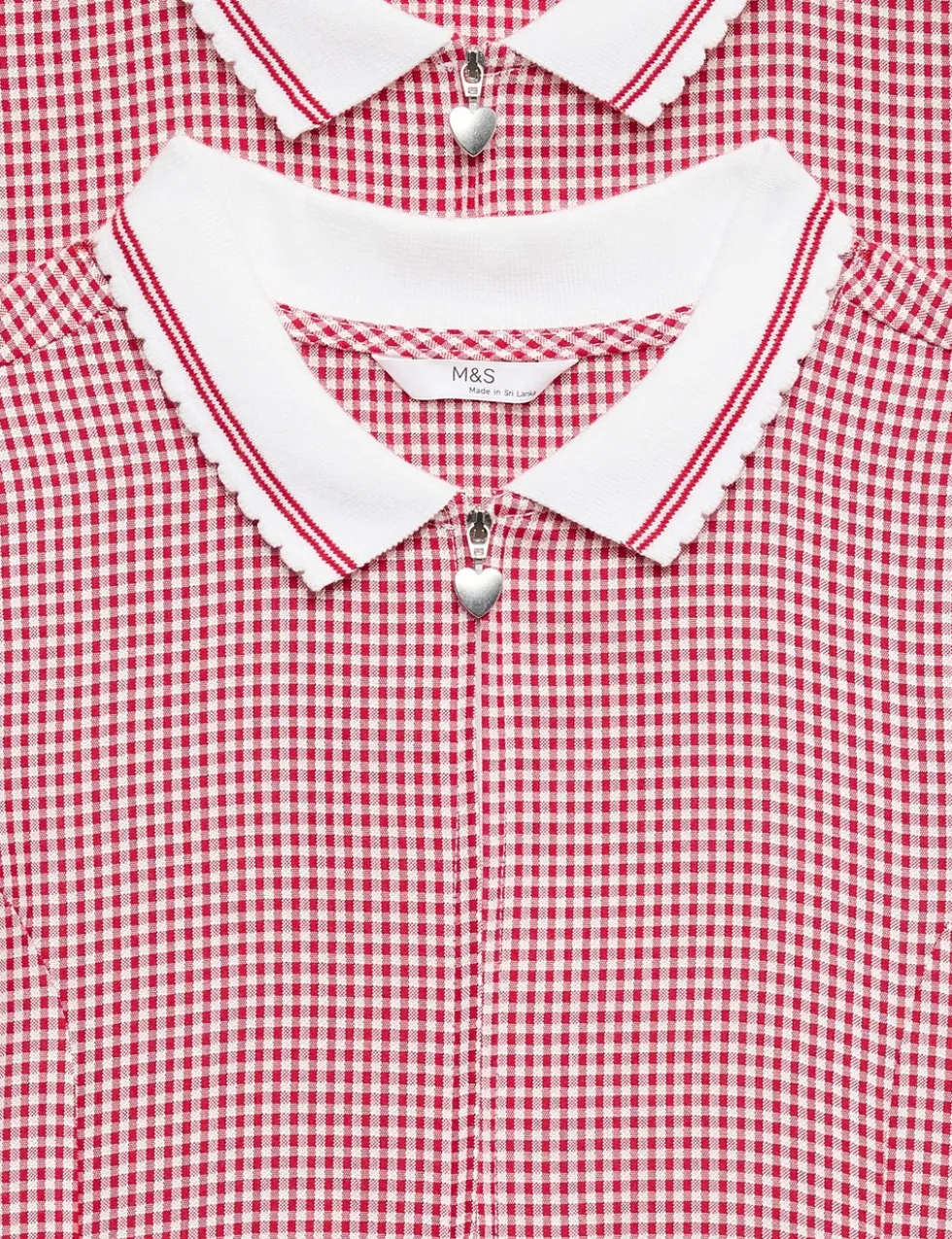 2 Pack Zip Gingham School Dresses (2-14 Yrs)