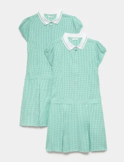 2 Pack Zip Gingham School Dresses (2-14 Yrs)