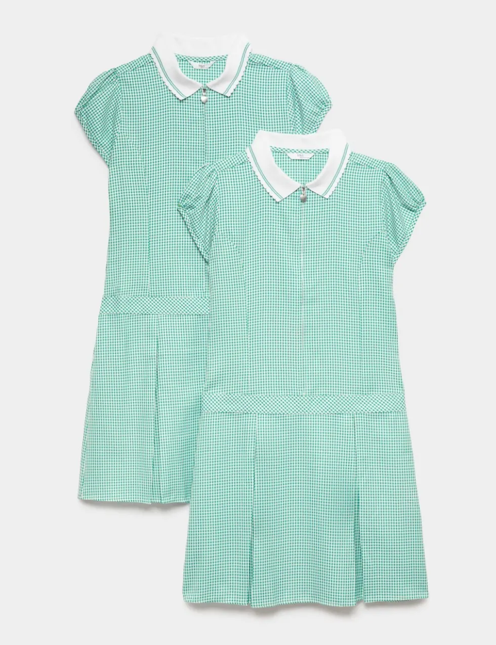 2 Pack Zip Gingham School Dresses (2-14 Yrs)
