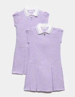 2 Pack Zip Gingham School Dresses (2-14 Yrs)