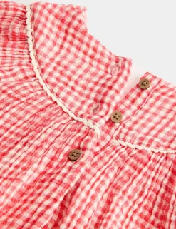 2 Piece Cotton Gingham Dress with Tights (0-3 Yrs)
