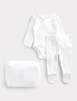 3 Piece Cotton Rich Crawler Outfit with Pouch (7lbs-6 Mths)