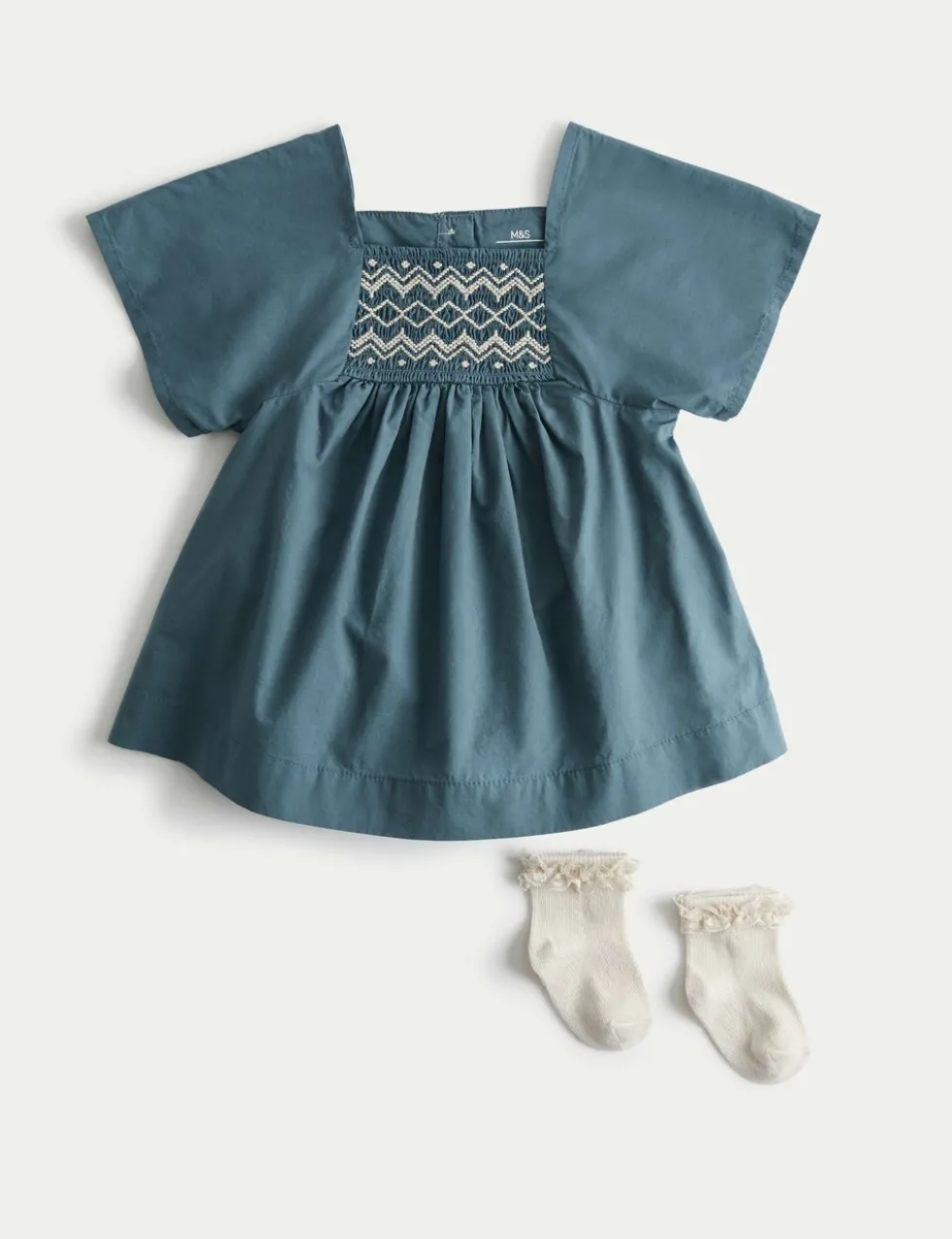 2 Piece Cotton Rich Dress with Socks (0-24 Mths)
