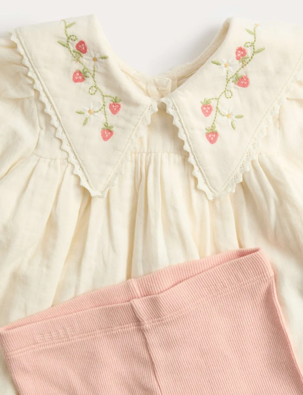 2 Piece Cotton Rich Embroidered Outfit (0-3 Yrs)