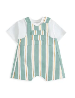2 Piece Cotton Rich Striped Dungaree Outfit (0-3 Years)