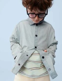 3 Piece Cotton Rich Striped Overshirt Outfit (2-10 Yrs)