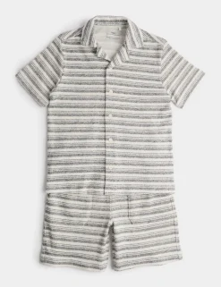 2 Piece Cotton Rich Textured Striped Outfit (2-10 Yrs)
