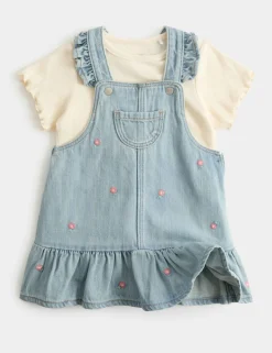 2 Piece Denim Embroidered Pinny Outfit (0-5 Yrs)