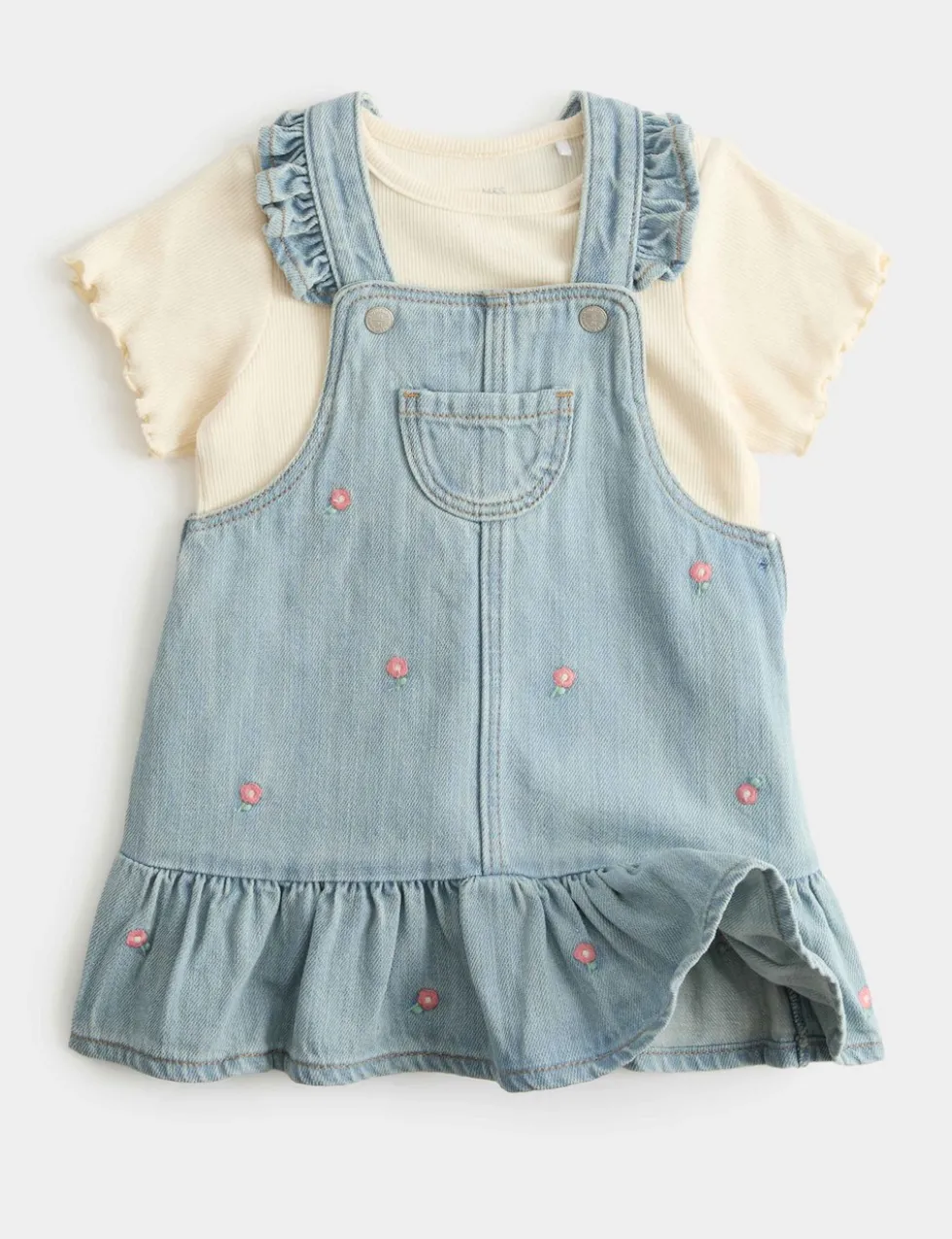 2 Piece Denim Embroidered Pinny Outfit (0-5 Yrs)
