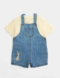 2 Piece Denim Peter Rabbit™ Bibshort Outfit (0-3 Yrs)